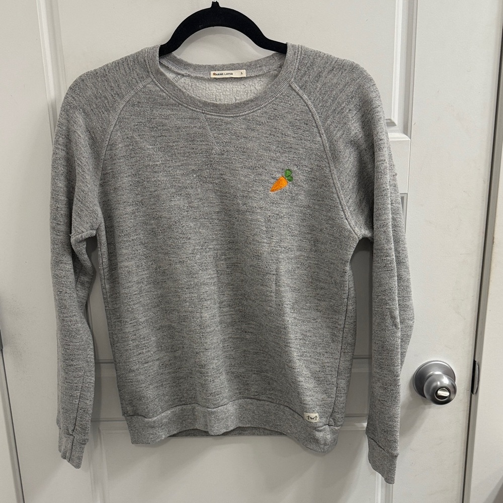 Marine Layer Size Small Gray Sweatshirt with Carrot Embroidery